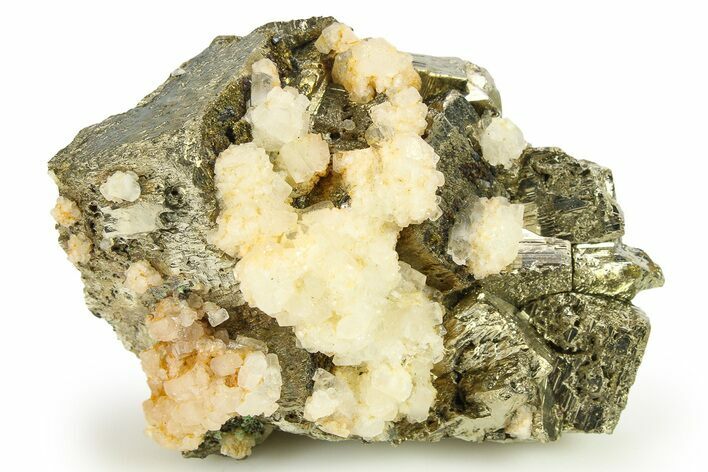 Fluorescent Calcite Crystals on Lustrous Pyrite - Peru #276061